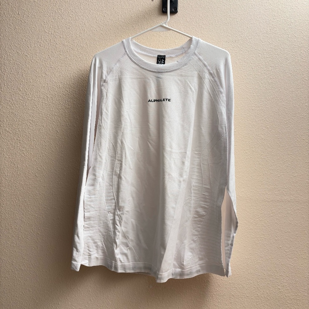 Alphalete White Long Sleeve Performance Tee